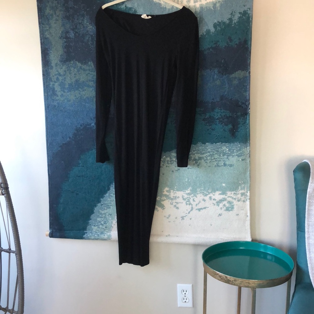 Black simple midi maternity dress